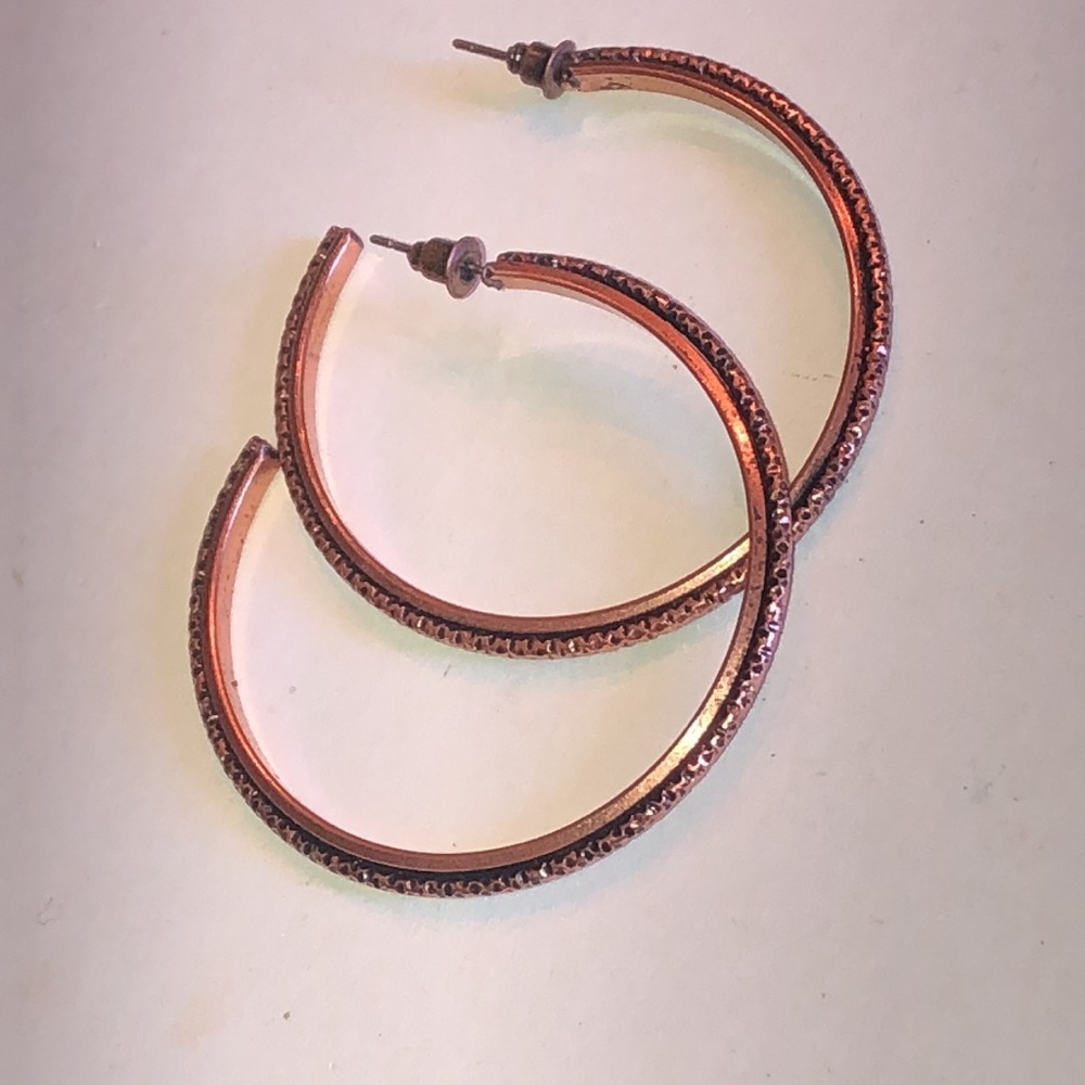 Classic Cooper Tone Textured Boho Hoop Earrings